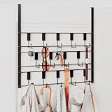 PAPAGIFTREE Over The Door Hooks for Hanging, 14 Hooks Over Door Coat Hanger, Coat Clothing Rack and Towel Rack for Bathroom Organizer, Door Hanger Organizer Kitchen, Bathroom Towel Storage Decor Black