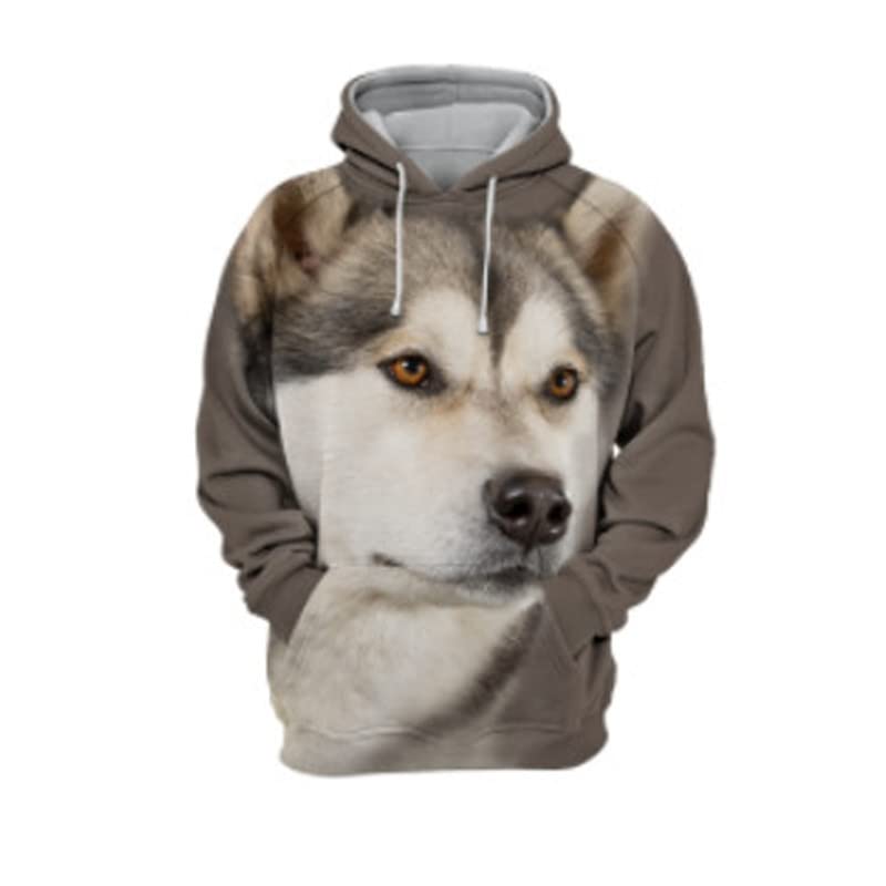 Sweat à capuche Husky pour homme pull imprimé 3D chien manches longues vêtement décontracté L