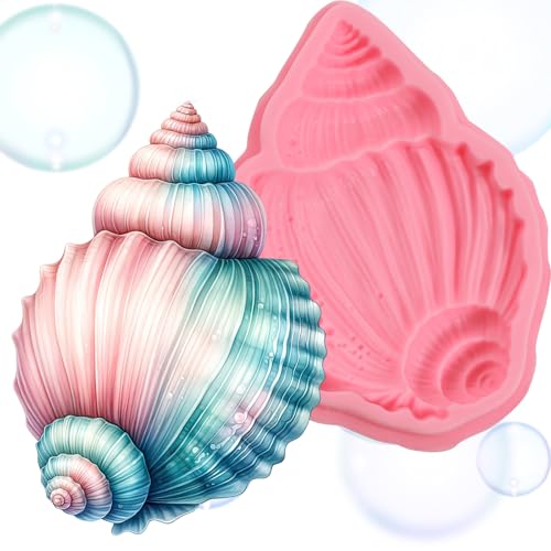 IKOJING 1Pcs Conch Cake Decoration Silicone Mold, Ocean Shell Candy