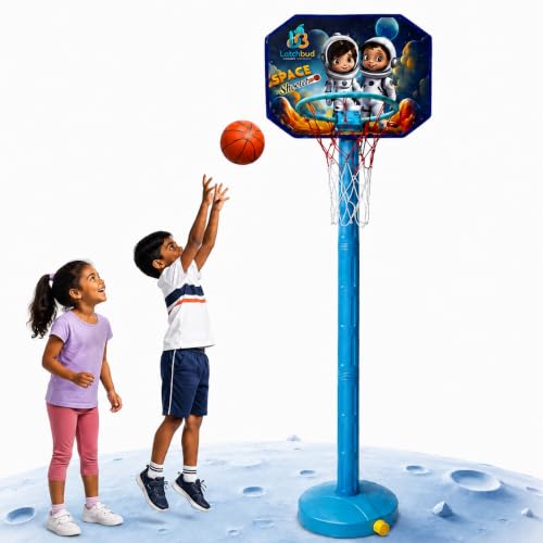 Image of Basketball Set for Kids | Space Theme Adjustable Stand with Ball