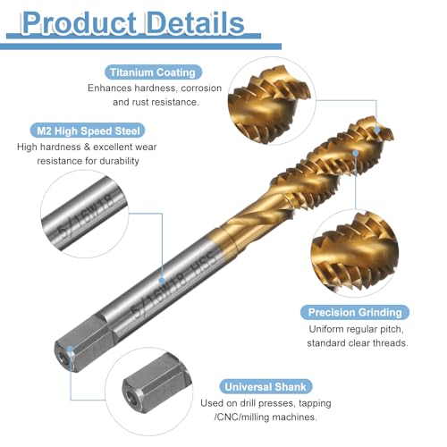 QUARKZMAN Britischer Gewindeschneider 5/16-18 BSW Gewindebohrer HSS6542 Hochwertiger Titanbeschichteter Maschinengewindebohrer - 1 Stück