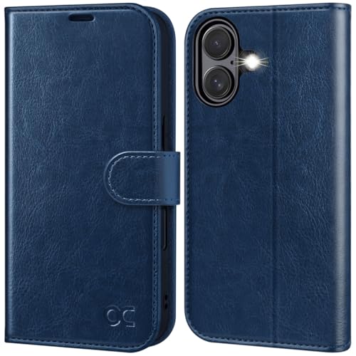 OCASE for iPhone 16 Case, PU Leather Wallet, Magnetic Flip Folio Cover with RFID Blocking, Card Holders, Shockproof TPU