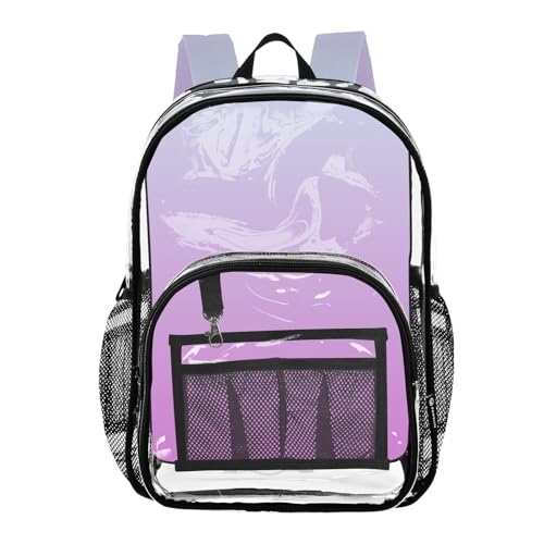 Elegant Blue Orchid Gradient Travel Clear Bags for Women Girls Backpack Kids Boys Approved Plastic Bag Large