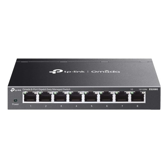 TP-Link ES208G 8 Port Gigabit Network Switch, Omada Ethernet Switch, Ethernet Splitter, Metal Case, Easy Cloud Managment, Silent Operation, Energy Saving, Plug & Play, Desktop/Wall Mounting