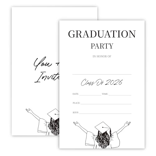 GMCDFHRQ Graduation Invitations Class of 2026, Varsity Style Graduation Party Invites with Envelopes Set of 20, 4x6 Inch.(038)