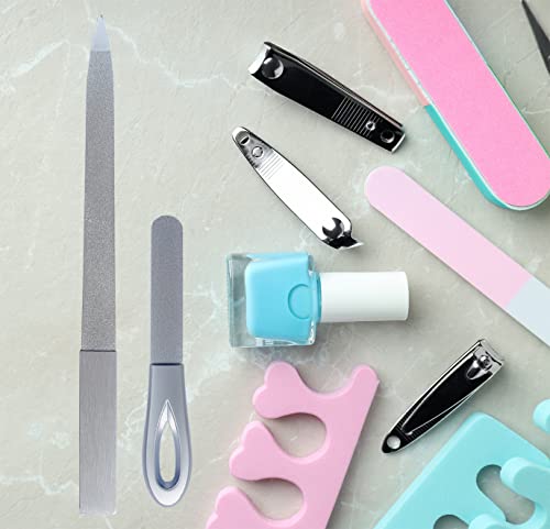 Metal Nail Files (2 Pack), Stainless Steel Sword Nail File And Rectangle Non Slip Handle For Natural Nails, Diamond Double Sided Grit 100/180/240 For Acrylic Toenail Fingernails #TOP5