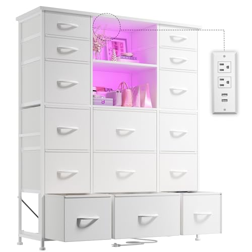 EnHomee 51' H White Dresser with 15 Drawers Dresser for...