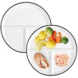 YOFAPA 2 PCS Portion Control Divided Plates - 9.3" Ceramic Divided Dinner Plates White Round Porcelain Dinner Diet Plate for Dessert Salad Steak Sushi Spaghetti