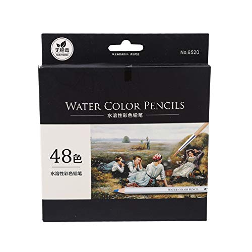 Crayon de couleur aquarellable soluble mine 48 couleurs pour peinture et dessin sur papier
