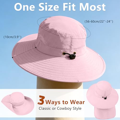 Image of ZOORON Sun Hats for Men Women Fishing Hat with Neck Flap,UPF 50+ Sun Hat Waterproof Wide Brim Bucket Hats for Safari Hiking