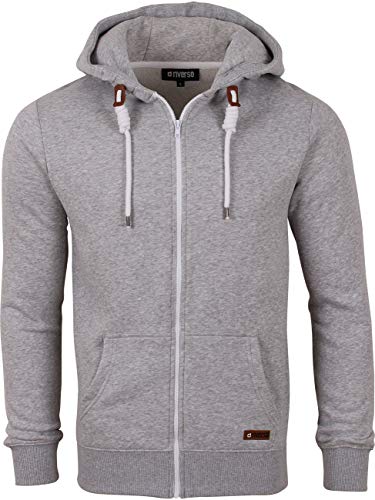 Preisvergleich Produktbild riverso Herren Kapuzenjacke RIVThilo Sweatjacke Sweatshirt Kapuzenpullover Hoodie Kapuze Reißverschluss Basic Baumwolle Grau Braun Grün Rot Blau Schwarz S-5XL, Größe:4XL, Farbe:Grey 1