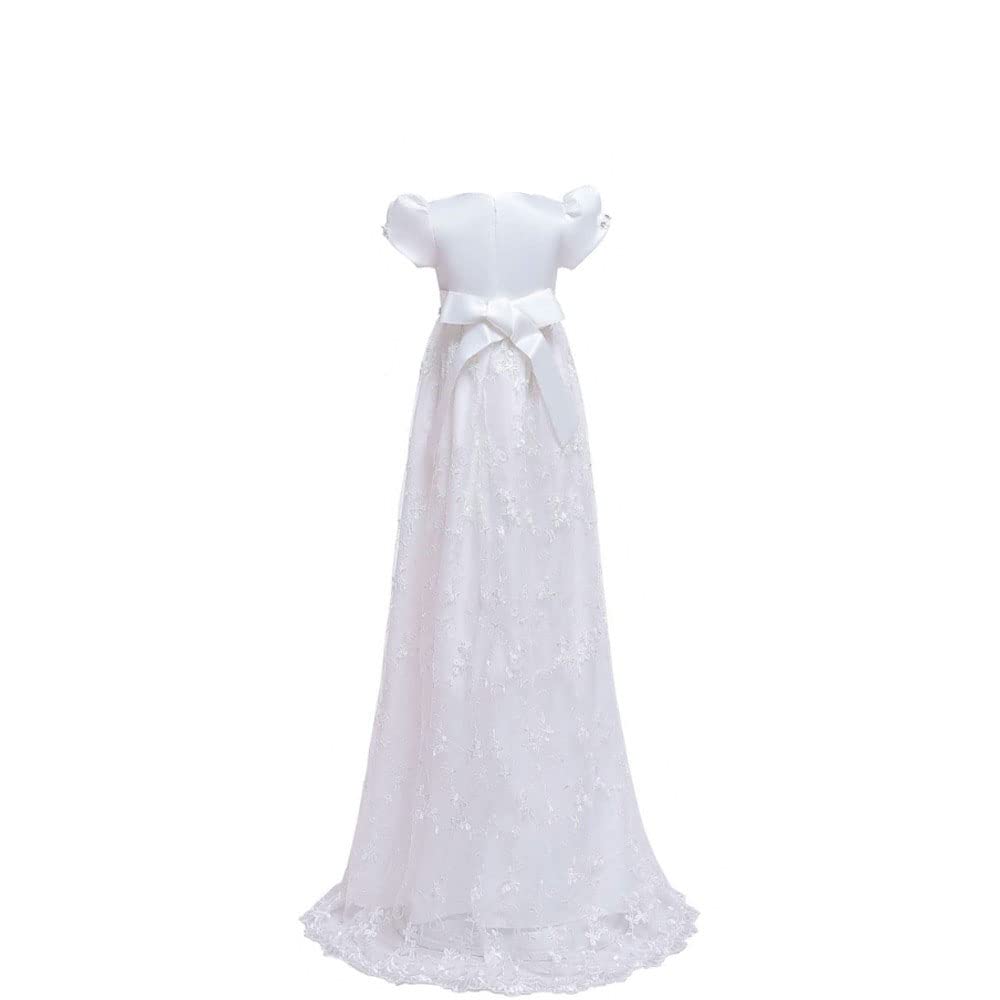 Zahur Langes Taufkleid für Mädchen, besondere Anlässe, festliches Taufkleid mit Hut und Stirnband