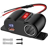 WIOONI 12V 120W Zigarettenanzünder Steckdose mit 36W PD USB-C und 18W QC3.0 USB-A Ladeanschlus mit Voltmeter, Schalter und LED-Anzeige für 12-24V Auto, LKW, Boot, Wohnmobil