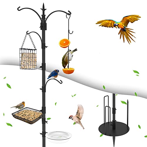 Xaiagovod Bird Feeding Station, 91’’ Bird Feeder Pole Kit, Outdoors Hanging Bird Feeders With Bird Bath, Mesh Tray, Metal Suet And Fruit Hook, Base Anti-Rollover Design, For Attracting Wild Birds #TOP2