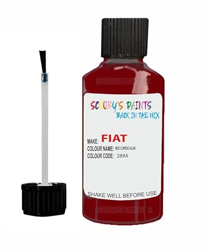 Scoobys Paints Back In The Mix Rosso Cupido Alfa Touch Up Paint For Fiat Panda 289A 2012-2016 30Ml Bottle Brush Scratch Stone Chip Repair Pen