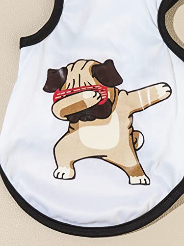 Qwinee Cartoon Dog Print Tank Top Breathable Sleeveless Cat Shirt Dog Funny Shirt Clothes For Puppy Kitten Multicolor S #TOP3