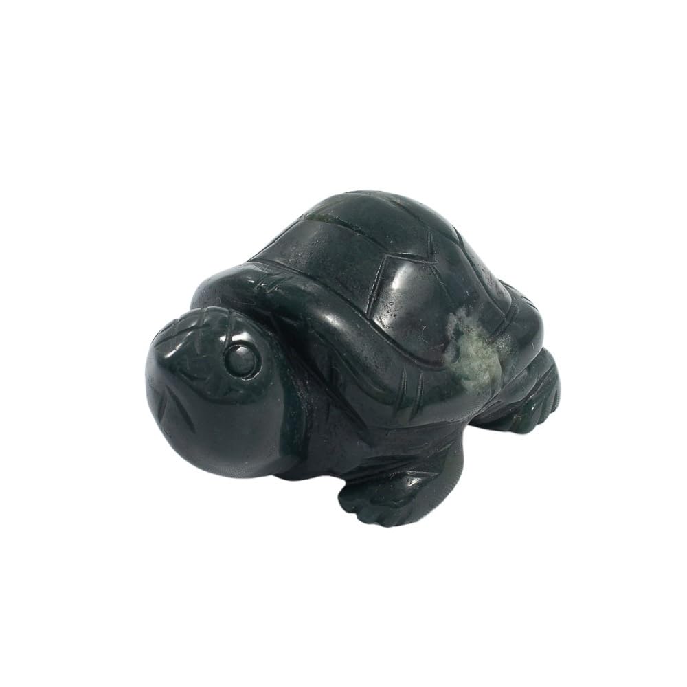 HUFFA 1.5 Inch Aventurine Jade Turtle Carving - Crystal Animal Ornament for Home Decoration(Indianagate)