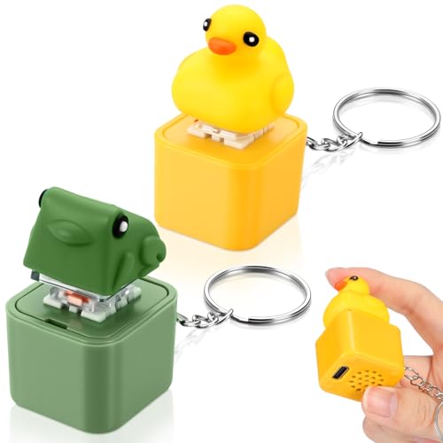 Grinsvalley 2 Pcs Croaking Frog Duck Keychain Noise Maker Frog