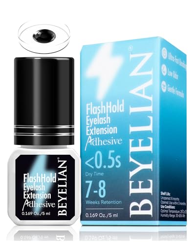 BEYELIAN Sensitive Eyelash Extension Glue 0.17fl.oz/5ml / 0.5Sec Drying Time/Retention – 7-8