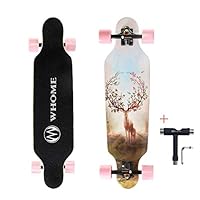 WHOME Longboards – 31 Zoll Kleines Longboard Cruising Skateboard – für Erwachsene/Kinder Mädchen/Jungen Anfänger/Profi inkl. T-Tool (Deer Bird)