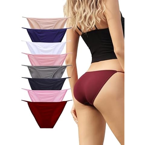 Bolivelan Women's String Bikini Panties High Cut Briefs Low Rise Smooth and Non-Slip Underwear 8 Pack US 8 Cover