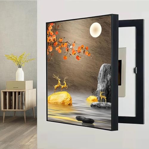Panneau de disjoncteur caché en peinture décorative pour salon et bureau chic