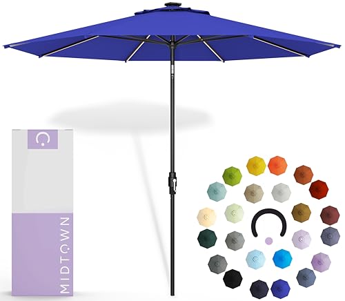 Image of Midtown Umbrellas LED Swilt - 9 Ft Solar LED Patio Umbrella, Midnight