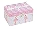 Jewelkeeper Pink and White Dotted Design, Girl's Ballerina Box, Sleeping Beauty Tune