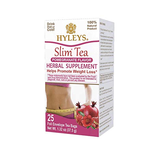 Hyleys Slim Tea Pomegranate Flavor - Weight Loss Herbal Supplement Cleanse and Detox - 25 Tea Bags (1 Pack)