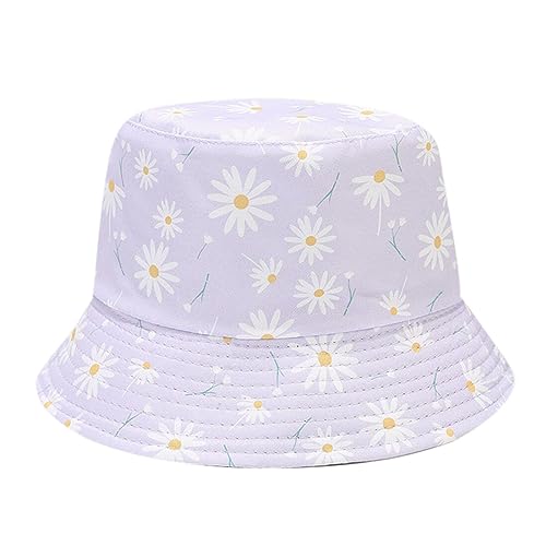 Women Girls Reversible Fishing Fisherman Bucket Hat Summer Travel Beach Floral Leaf Sun Hat
