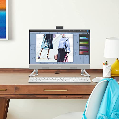 Image of Dell Inspiron 5410 All-in-One Desktop, 23.8'' FHD IPS Touchscreen, 12th Gen Intel Core i5-1235U, 12GB RAM, 256GB SSD + 1TB HDD, HDMI, RJ-45, 1080p, Wireless KB&Mouse, Wi-Fi 6, Windows 11 Home, White