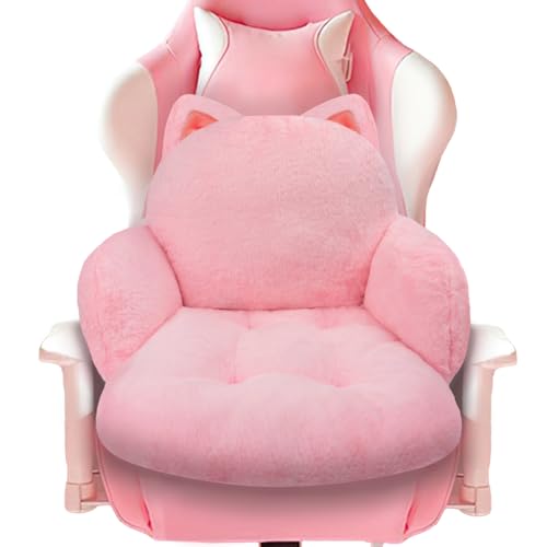 QIUODO Cute Chair Cushion, Gaming Chair Cushion with Backrest Non-Slip, Comfy Seat Cushion for Office Desk, Kawaii Chair Cushions for Gamer, Soft Chair Cushion for Room Bedroom Decor