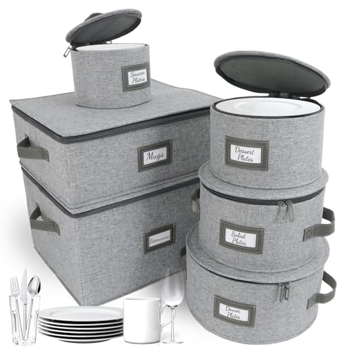 HOMELUX THEORY 6pc Light Gray China Storage Containers with Lids