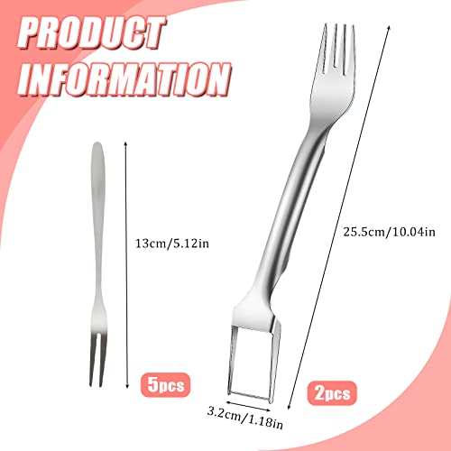 2-In-1 Watermelon Fork Slicer Set, 2Pcs Dual Head Summer Watermelon Fruit Cutter With 5Pcs Stainless Steel Fruit Forks, Portable Watermelon Slicer Cutter For Home Party Camping #TOP2