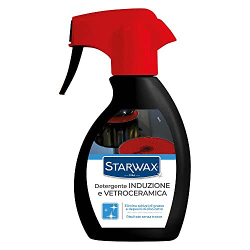 STARWAX - Detergente per piani di cottura a induzione e in vetroceramica - Rimuove schizzi di grasso e depositi da forno - Risultati senza striature - Made in France - Spray - 250ml