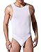 AIEOE Herren Body Atmungsaktives Unterhemd Bodysuit Seite mit Ausschnitte Overall Unterwäsche - Weiß
