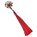 FANTAC CRAFTS Vintage Women Girl Hair Clip Bronze Tassel Bead Fan Kimono Hair Accessories Cosplay (Red)