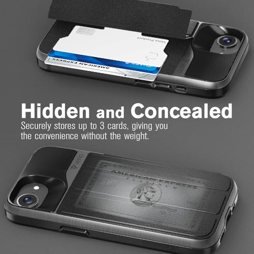 VENA vCommute Wallet Case Compatible with Apple iPhone 17e/16e (6.1"), (Military Grade Drop Protection) Flip Leather Cover Card Slot Holder with Kickstand - Black — view 3