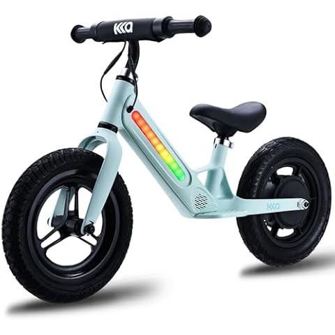 Electric Balance Bike for Kids 3-5 Old 12inch 9Mph Electric Mini Bike with Colorful Lights 2 Speed 24V Battery 180W for Boy Girls Adjustable Seat & Handle Cover