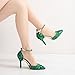 Royal Blue Rhinestone Sandals Thin High Heels Pointed Toe Sandals Blue Crystal Heels Shoes Fashion High Heel Shoes (40, Green, numeric_8_point_5)