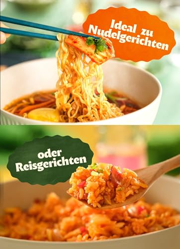 Bibigo Kimchi geschnitten – Fermentierter Kohl aus Korea – Ohne Fischsauce und halal – 1 x 150 g