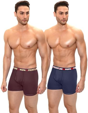Rupa Frontline Men's Standard Solid Trunks (Pack of 2)