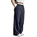 WUSQHY Sweatpants Women's Striped Printed High-Waisted Fashionable Casual Loose Wide-Leg Pants-White-XXL