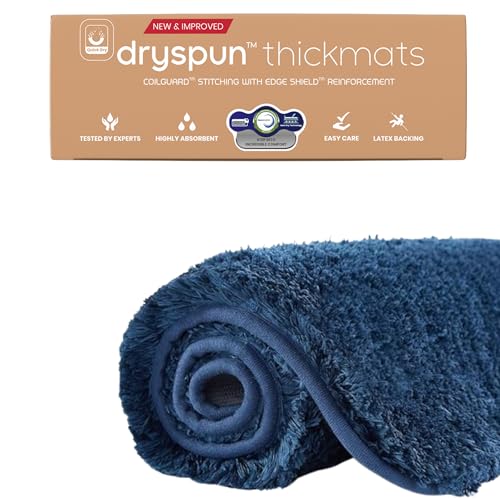 Image of DrySpun Ultra-Thick Luxury Bath Mat – Door Mats for Home, Bathroom Mats, Bath Mats | 100% Natural Latex, Anti-Slip, CloudTouch Comfort, Smart Absorption Technology | 40x60cm,Blue (Pack2)