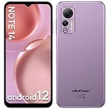 Ulefone Handy ohne Vertrag Günstig, Note 14 Smartphone 4G Android 12 Quad-core 16GB ROM 128GB Erweiterbar 4500mAh mit 8MP Kamera 6,52 Zoll 3 Slots/Face ID/GPS/WiFi/FM/Große Schrift Dual SIM Violett