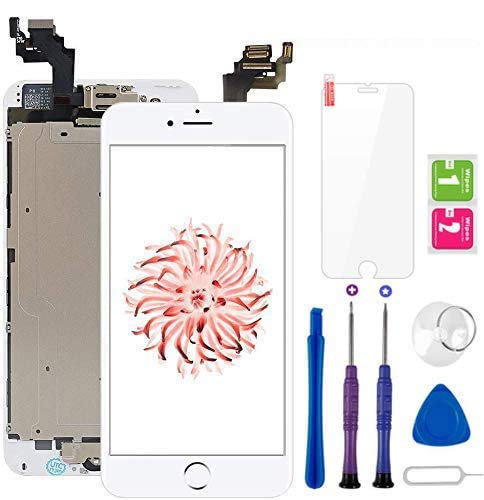 Display per iPhone 6 Plus Schermo LCD Touch Screen Vetro 5,5 Digitizer Parti di Ricambio (con Home Pulsante, Fotocamera, Sensore Flex) Kit Smontaggio trasformazione Completo di Ricambio