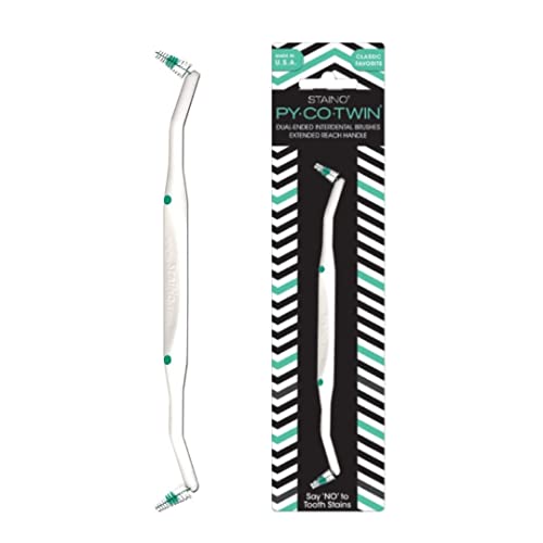 Staino PyÂ·CoÂ·Twin Dual Ended Interdental Brush Extended Handle Oral Care Tool â€“ Tapered Brush (Jumbos), 72/Case