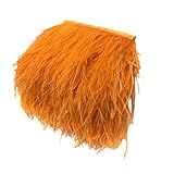 オーストリッチ フェザー フリンジ トリム コスチューム 裁縫 工芸品 装飾 9-15cm 橙色