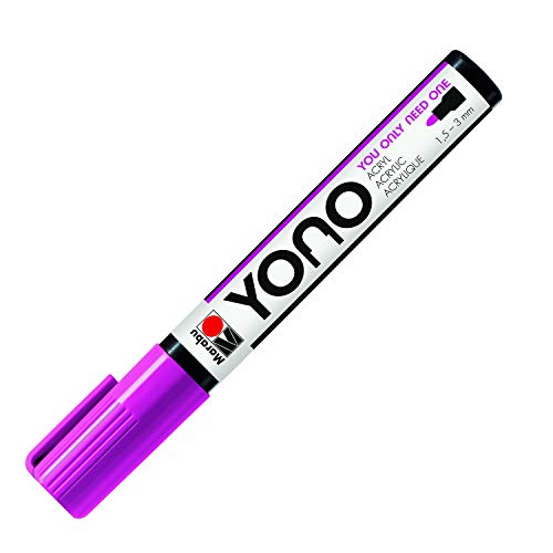 Marabu 12400103014 - YONO Marker, Magenta 014, vielseitiger Acrylstift mit japanischer Rundspitze 1,5 - 3 mm, wasserbasiert, lichtecht und wasserfest, für nahezu alle Untergründe