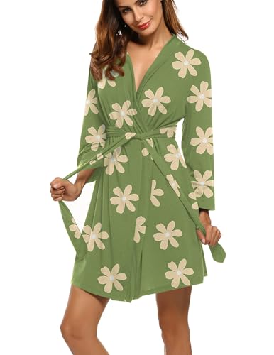 Image of HOTOUCH Womens Robe Lightweight Short Knit Bathrobe Soft Ladies Sleepwear with Pockets